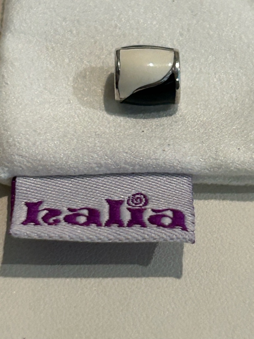 Halia “Black Clean Sheets” Charm - Black and Cream Enamel/Sterling Silver